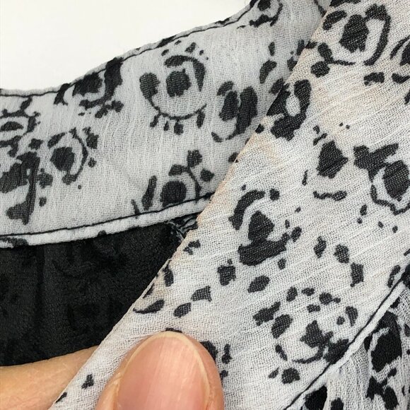 Joie Floral Print Caillie long sleeve Top Black White balloon sleeve Blouse M - Picture 11 of 15
